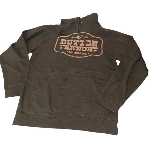 Mens Yellowstone Dutton Ranch Montana Pullover Hoodie Green Size M (Flaws) - Picture 1 of 6